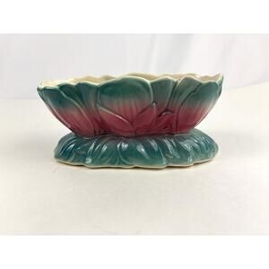 VTG Royal Copley Ceramic Pink & Blue Tulip Floral Pottery Planter Art Nouveau